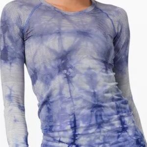 EUC Lululemon Swiftly Tech Blue Tie-Dye Long Sleeve Top